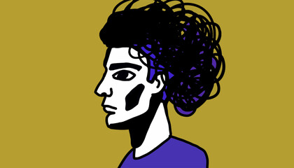 Abstract Tangled Profile Portrait for Psychology Illustrations © lulu