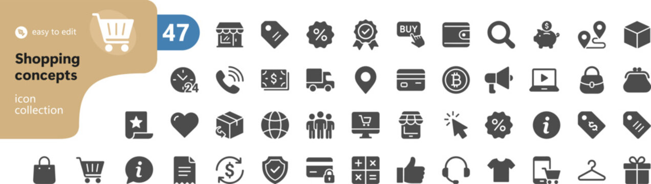 Shopping and ecommerce retail icon collection with shopping ecommerce purchase business