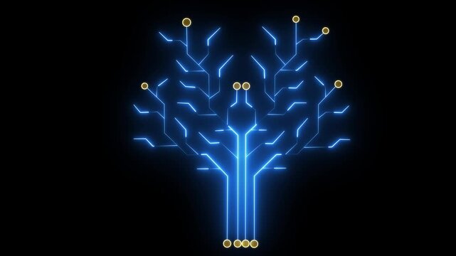 Neon glowing PNG Alpha.Abstract digital dot line particle black background connecting technology concept 4k Motion Graphic.