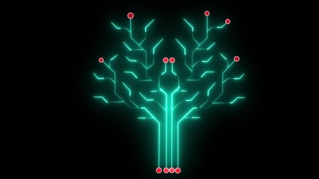 Neon glowing PNG Alpha.Abstract digital dot line particle black background connecting technology concept 4k Motion Graphic.