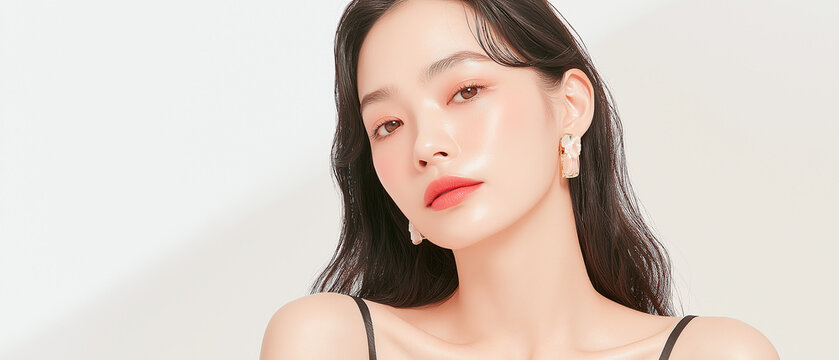 美容, 女性, スキンケア, 化粧品, ビューティー, 若い女性, 美肌, 日本人, アジア人, フェイシャル, メイク, 美容液, 保湿, クリーム, エイジングケア, 美容医療, エステ, 美容クリニック, 肌ケア, ナチュラルメイク, 透明感, ツヤ肌, モデル, 笑顔, ポートレート, クローズアップ, リラックス, 癒し, 健康的, 美白, コラーゲン, ヒアルロン酸, アンチエイジング