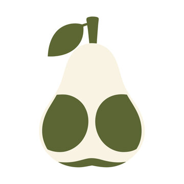 Stylized Pear with Leaf