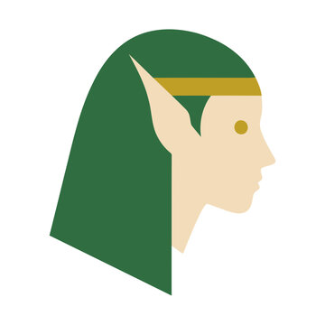 Stylized profile of an elf with green hair