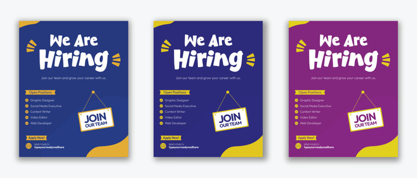 We Are Hiring Recruitment Social Media Post Template with Modern Job Vacancy Banner Design for Company Career Announcement Human Resources Promotion Vector