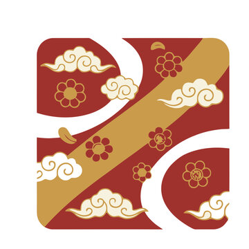 Traditional Asian pattern with clouds and flowers