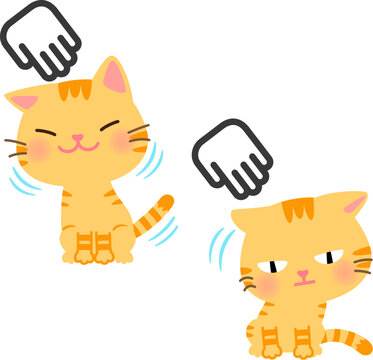 撫でられるのが好きな猫と撫でる手を避ける猫