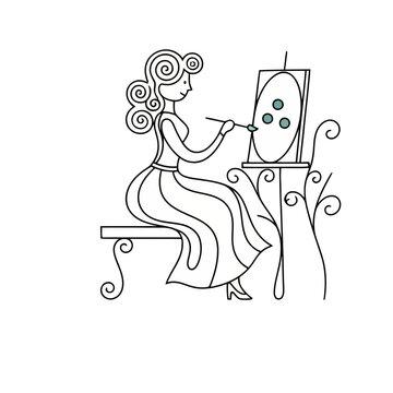 Woman painting on easel