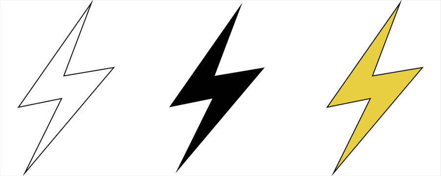 Lightning, electric power vector logo design elements. Energy and thunder electricity icons collection concept. Flash bolt sign in the circle. Vector ilustration