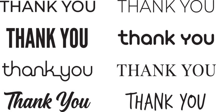 Typography showcase exploring diverse 'thank you' font styles for graphic design and creative projects