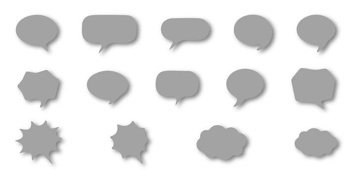 Transparent PNG set of black and white speech bubbles and talk clouds collection comic pop art style editable vector icons with transparent overlay background for graphic design bubble cloud retro