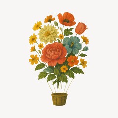 Obraz premium Vintage floral bouquet illustration