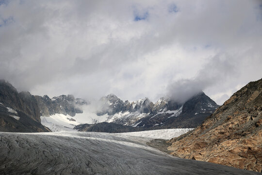 Rhone Glacier in the canton of Valais, Switzerland
