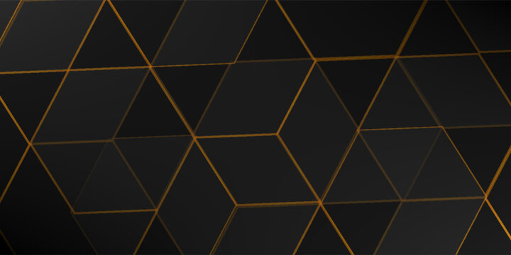 Top golden light lines dark 3d geometric texture illustration on luxury hexagonal background