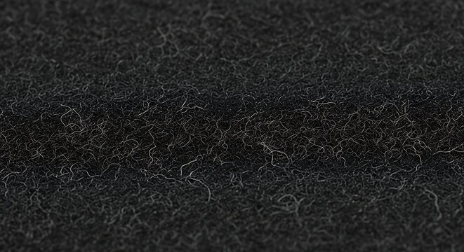 Close up of a black texture fabric surface with soft felt and wool fibers in macro detail