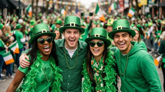 A group of happy people enjoying a festive atmosphere and cheerful holiday spirit.