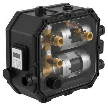 Water pressure booster pump station isolated over transparent background