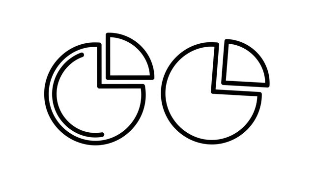 Set of two circular pie chart analysis icons with business statistics analysis