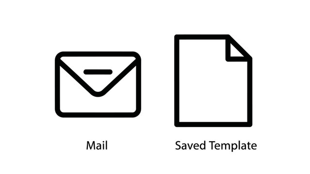 Mail message icon and saved document file template icon with envelope, document
