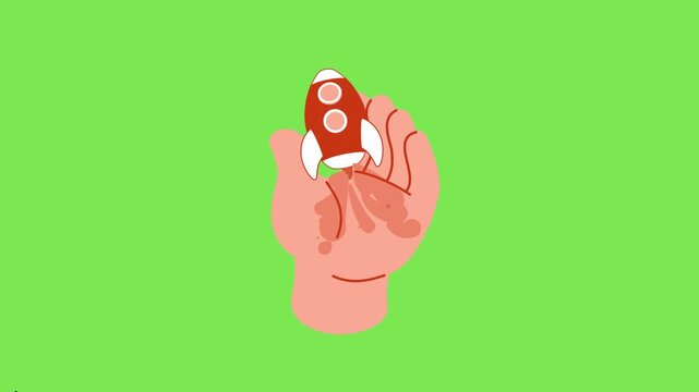 Stylized cartoon planet with pink rings on a green screen background vector illustration