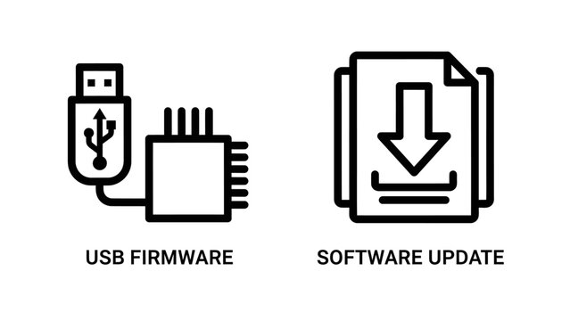Usb firmware and software update interface icons with firmware, software