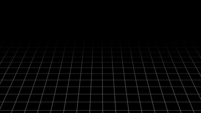 Intersecting white lines on black animated background forming moving grid and digital graph display, Animated Black Background with White Grid Lines and Intersecting Lines graph.