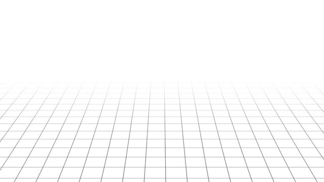 Animated white grid lines on black background create dynamic digital graph motion. Moving geometric pattern forms precise coordinate system for tec...