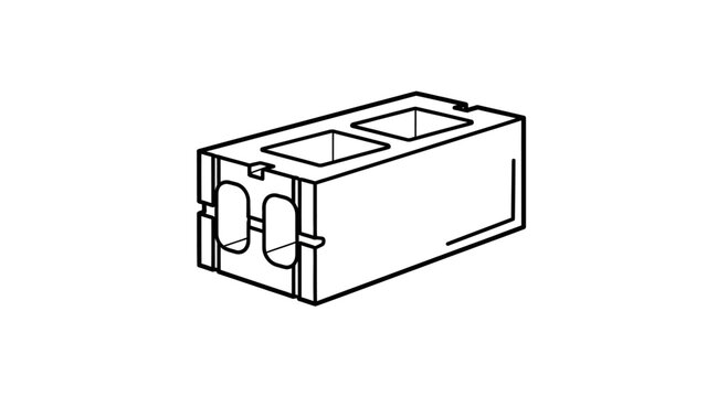 Concrete Masonry Unit or Cinder Block Line Art Illustration