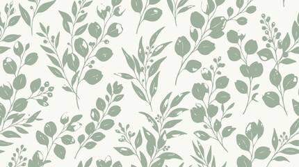 Green botanical seamless pattern with eucalyptus branches. © Sendang