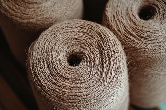 Brown cotton yarn in rolled form.