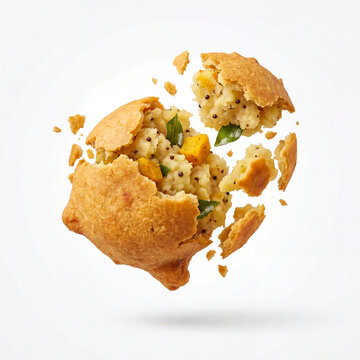 Fried Vada Bonda Snack Broken Open, Transparent Background (AI Generated)