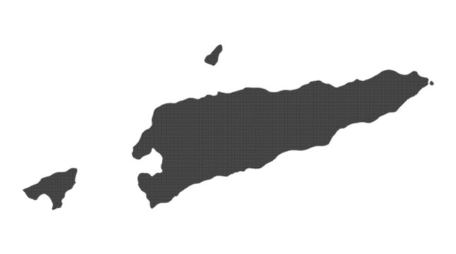 Detailed vector silhouette map of Timor-Leste filled with a complex black and white mosaic pattern, perfect for educational projects, travel design, and geographic infographics.