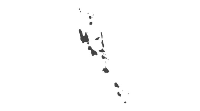 Detailed vector silhouette map of Vanuatu, showcasing a unique dark geometric pattern fill, isolated on a white background for professional and educational design use.