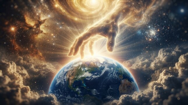 A biblical concept of God creating the earth and everything in it through divine creation.