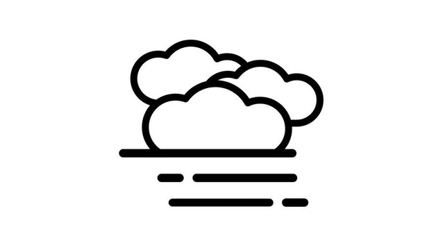 Simple black and white cloudy fog weather icon design showing clouds and mist lines for forecast applications for professional creative use today