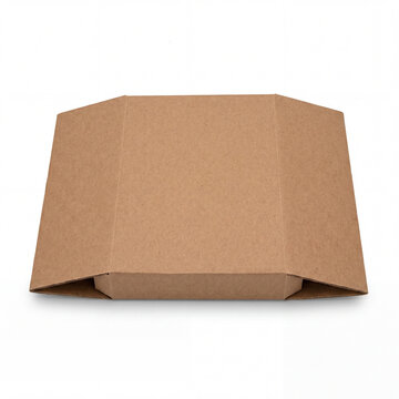 Hexagonal Cardboard Shipping Box Isolated on White (AI Generated)