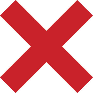 Red x mark symbol on transparent background