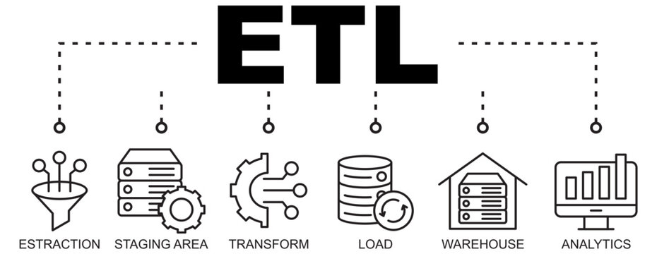 ETL Lineal Banner Vector Illustration with icon.