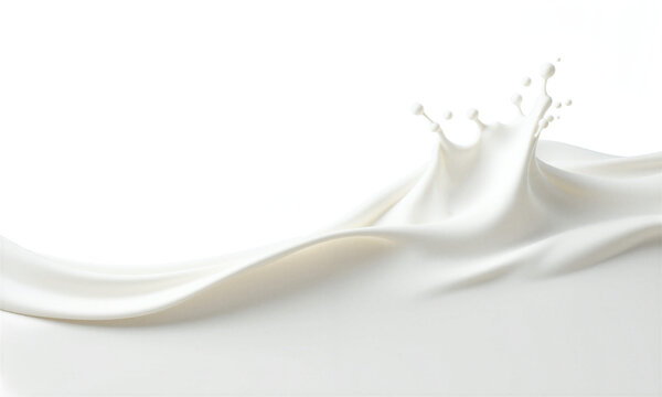 Milk splash wave dynamic pour of white liquid isolated on a transparent background for dairy product branding