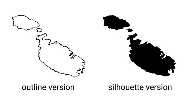 Malta Map Outline and Silhouette