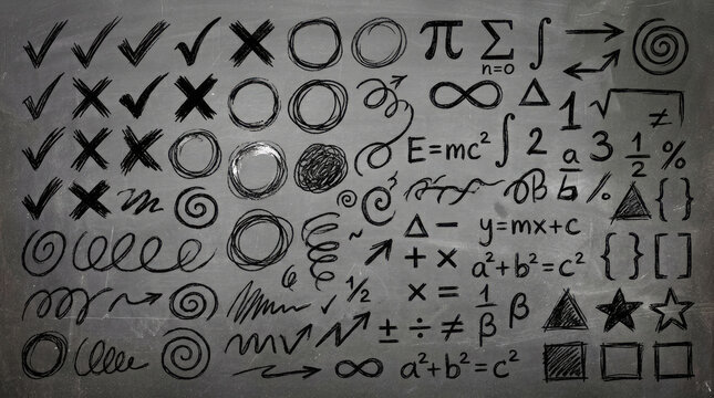 Black checkmark and symbol icons set