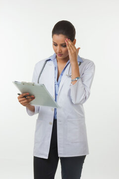 Female doctor thinking