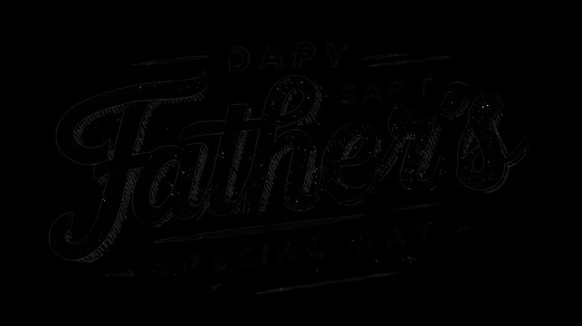Father's Day lettering features a stylized serif font with a weathered appearance set on a dark backdrop.