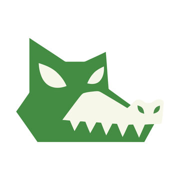 Green alligator head logo