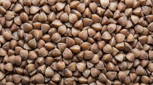 Buckwheat Groats Triangular Grain Macro Texture.