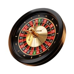 Fototapeta premium luxury black and gold casino roulette wheel isolated on transparent background png for gambling night betting entertainment game graphic design element 3d render
