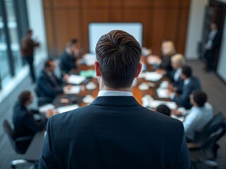 Fototapeta premium Generative AI depicts a professional business meeting scene