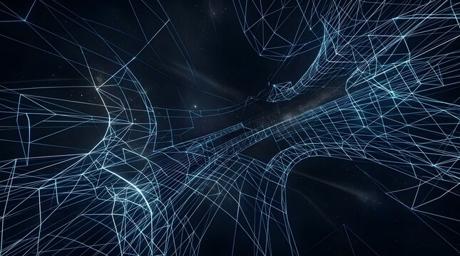Science fiction telemetry coordinate system with distorted vector wireframe