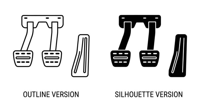 Car Pedal Icons: Two distinct representations of car pedals, an outline version and a silhouette version, showcase the essential components for vehicle control.