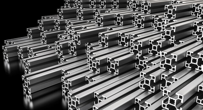 Stacking aluminum t slot profiles 3d