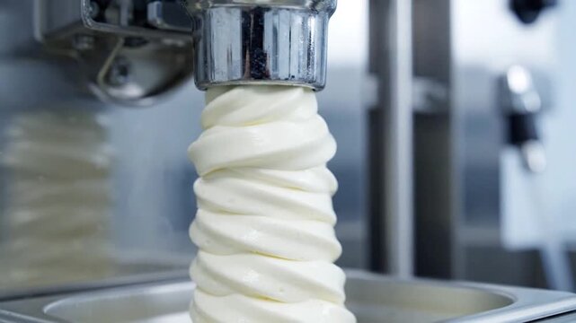 Industrial Machine Dispensing Fresh Soft Serve Ice Cream